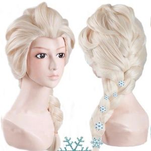 ANOGOL Wig Princess Wig for Girls Blonde Cosplay Long Blonde Kids Braided